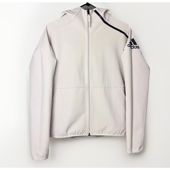 Adidas Z.N.E. Jacket Women MD Cream Beige Tech Full Zip Hoodie Reversible CE1945 - Picture 6 of 8